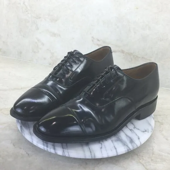 Johnston &amp; Murphy Optima Comfort Black Leather Cap Toe Lace-up Shoes Size 9