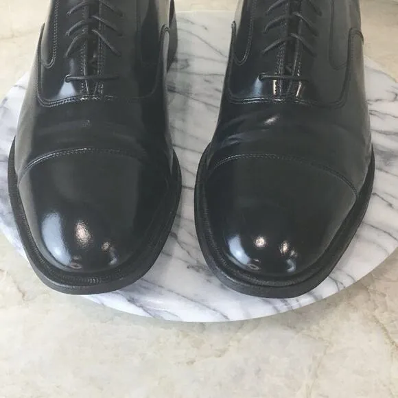 Johnston &amp; Murphy Optima Comfort Black Leather Cap Toe Lace-up Shoes Size 9