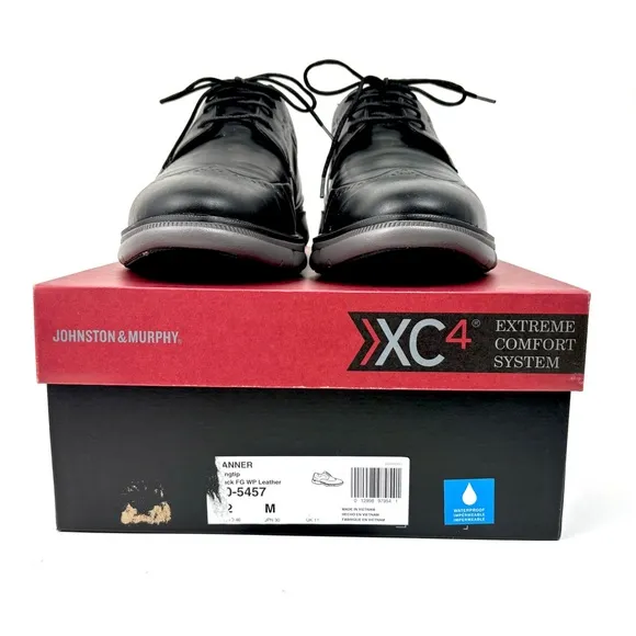 JOHNSTON &amp; MURPHY XC4 Tanner Leather Wingtip Oxford Shoes Size 12