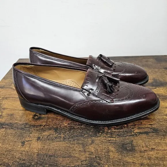 Johnston Murphy Optima Shoes Brogue Wingtips Kiltie Tassel Slip On Burgundy 15D