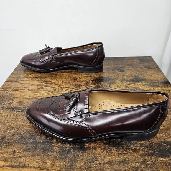 Johnston Murphy Optima Shoes Brogue Wingtips Kiltie Tassel Slip On Burgundy 15D