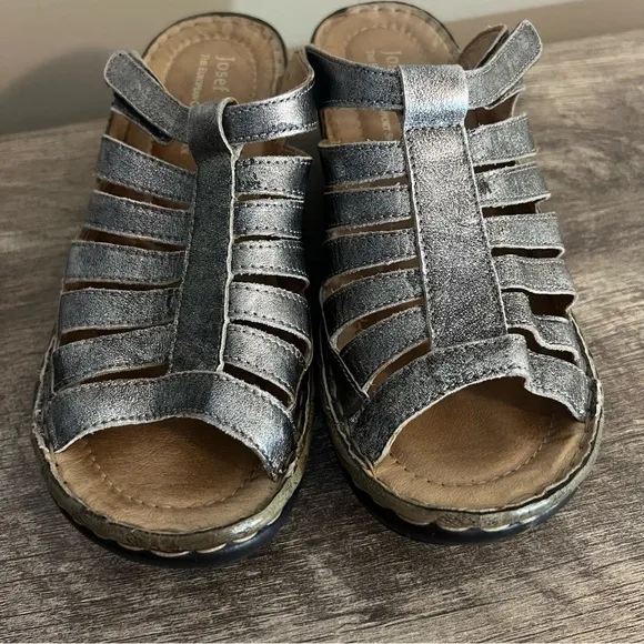 Josef Seibel Claudia Leather Slip On Wedge Sandals EU Size 40 US 9-9.5 comfort