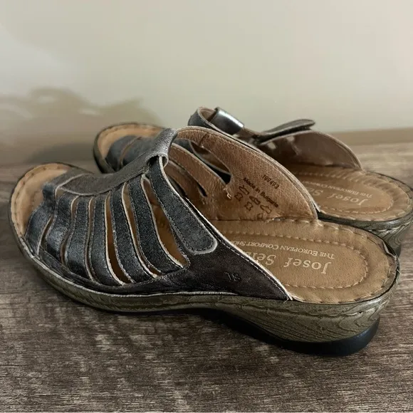 Josef Seibel Claudia Leather Slip On Wedge Sandals EU Size 40 US 9-9.5 comfort