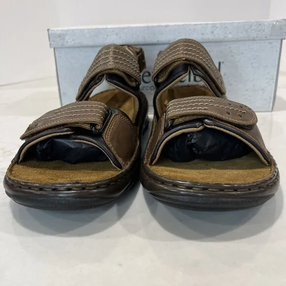 Josef Seibel NEW Brown Leather Sandals Fisherman Comfort Walking Mens EU42 8.5-9