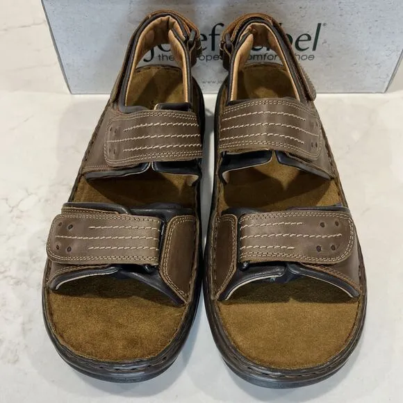 Josef Seibel NEW Brown Leather Sandals Fisherman Comfort Walking Mens EU42 8.5-9