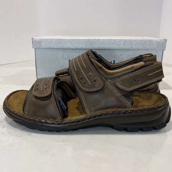 Josef Seibel NEW Brown Leather Sandals Fisherman Comfort Walking Mens EU42 8.5-9