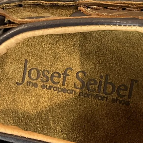 Josef Seibel NEW Brown Leather Sandals Fisherman Comfort Walking Mens EU42 8.5-9