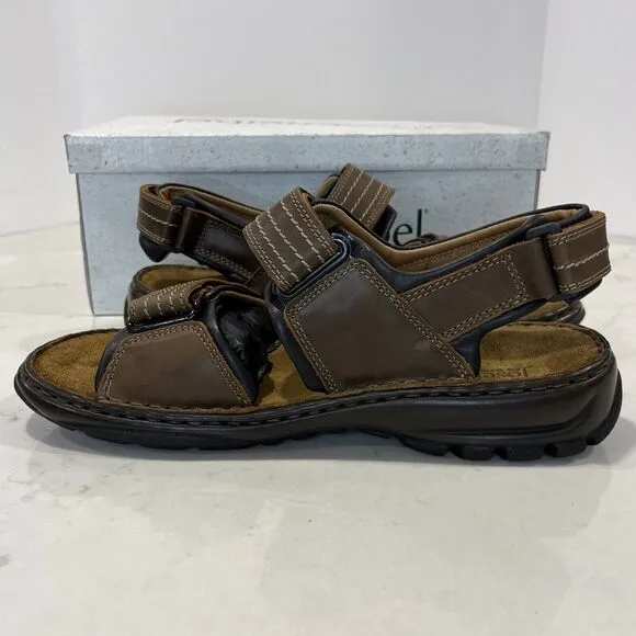 Josef Seibel NEW Brown Leather Sandals Fisherman Comfort Walking Mens EU42 8.5-9