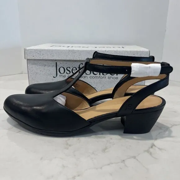 Josef Seibel Sue Black EU 41 10-10.5 Leather Comfort Pumps Sandals Ankle Strap