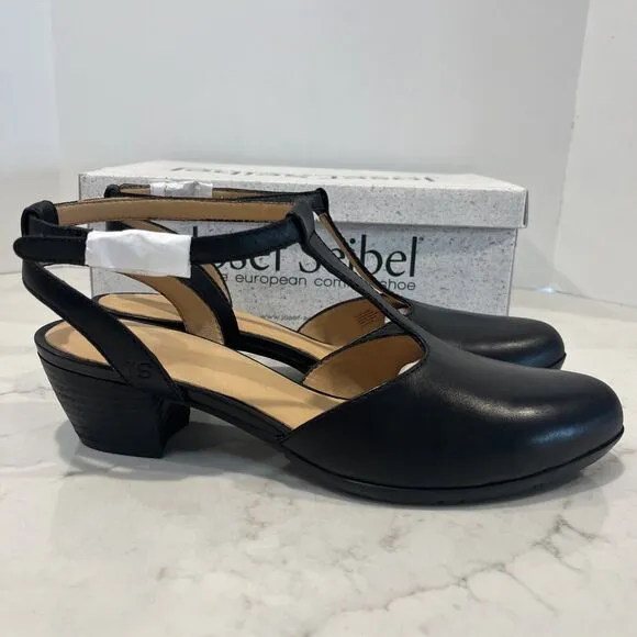 Josef Seibel Sue Black EU 41 10-10.5 Leather Comfort Pumps Sandals Ankle Strap