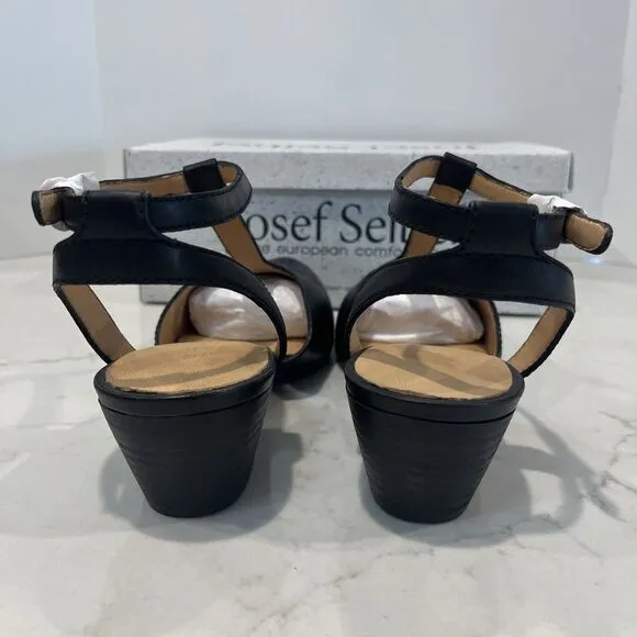 Josef Seibel Sue Black EU 41 10-10.5 Leather Comfort Pumps Sandals Ankle Strap