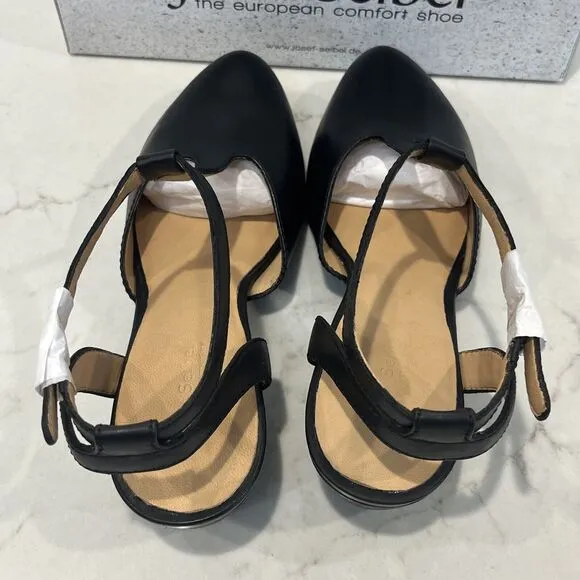 Josef Seibel Sue Black EU 41 10-10.5 Leather Comfort Pumps Sandals Ankle Strap