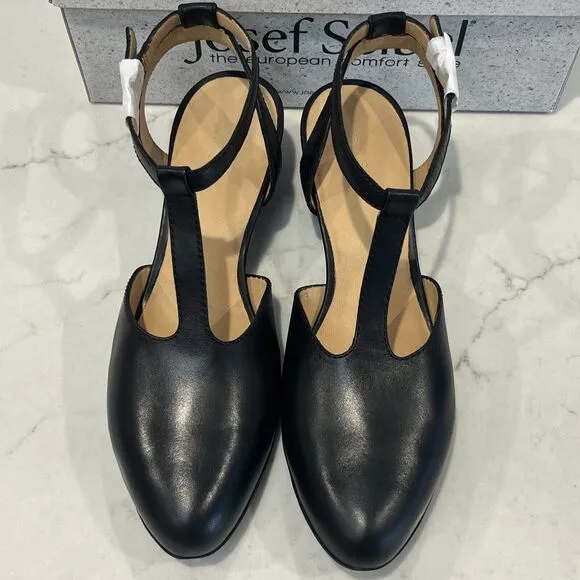 Josef Seibel Sue Black EU 41 10-10.5 Leather Comfort Pumps Sandals Ankle Strap