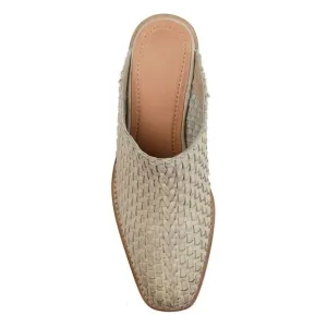 JOURNEE Womens Ivory Basket Weave Quinn Slip On Leather Heeled Mules Shoes 10 M