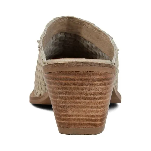 JOURNEE Womens Ivory Basket Weave Quinn Slip On Leather Heeled Mules Shoes 10 M