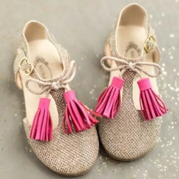 Joyfolie Laiyla Tassel Girls Shoes Gold Pink
