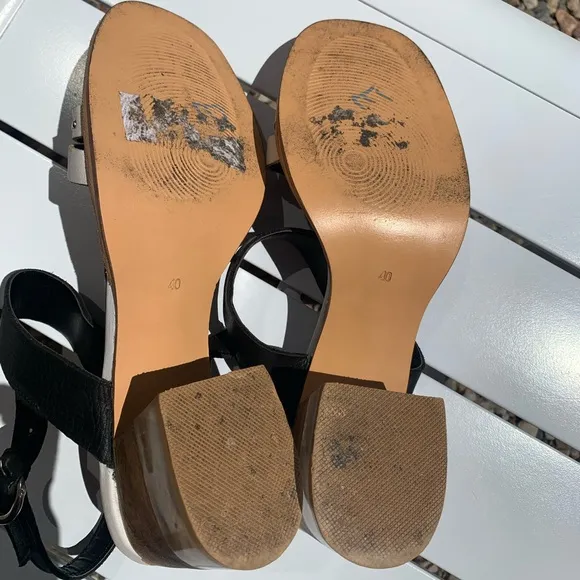 Justa Osadia designer sandals black and white leather size 40