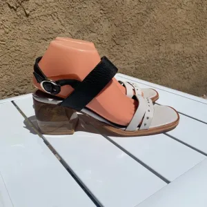 Justa Osadia designer sandals black and white leather size 40