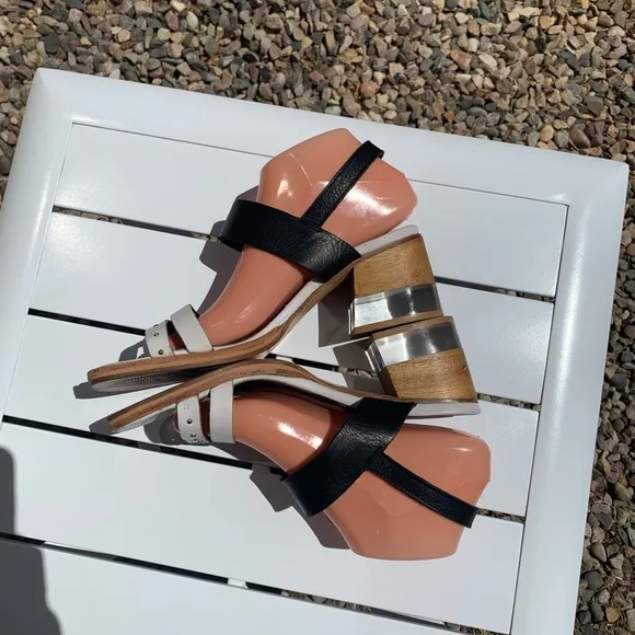 Justa Osadia designer sandals black and white leather size 40