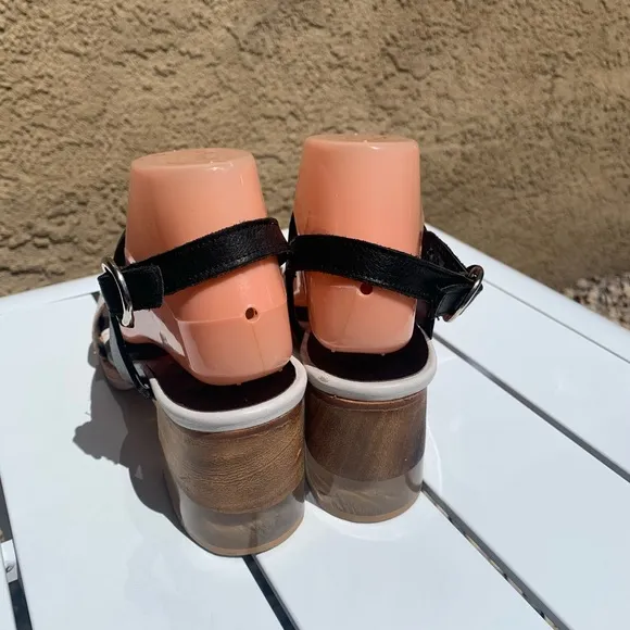 Justa Osadia designer sandals black and white leather size 40