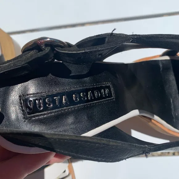 Justa Osadia designer sandals black and white leather size 40