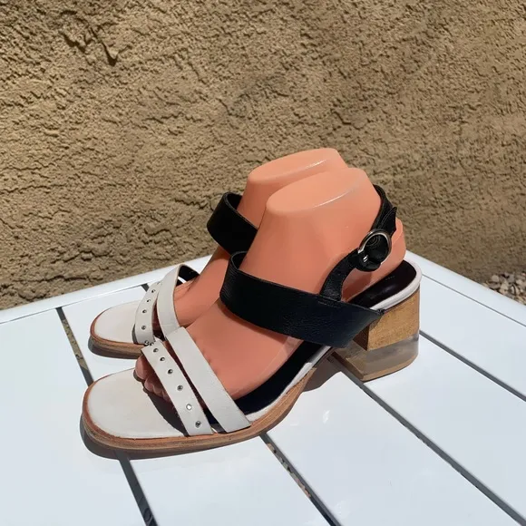 Justa Osadia designer sandals black and white leather size 40
