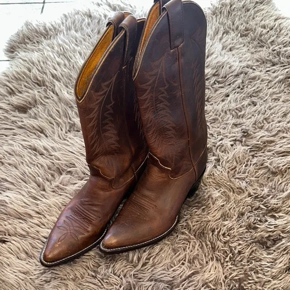Justin Bay Apache Cowhide Foot L4935 Classic Western Boot Ladies 8 1/2C EUC $289
