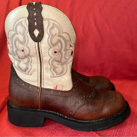 JUSTIN Boots, Gypsy Barnwood Brown Cowboy Boots, Women’s Size 9 B, VGUC