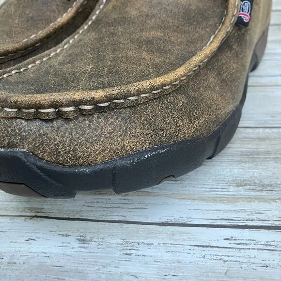 Justin Shoes S 14M Driver Moc Casual Tan Leather Work Boots Utility Comfort