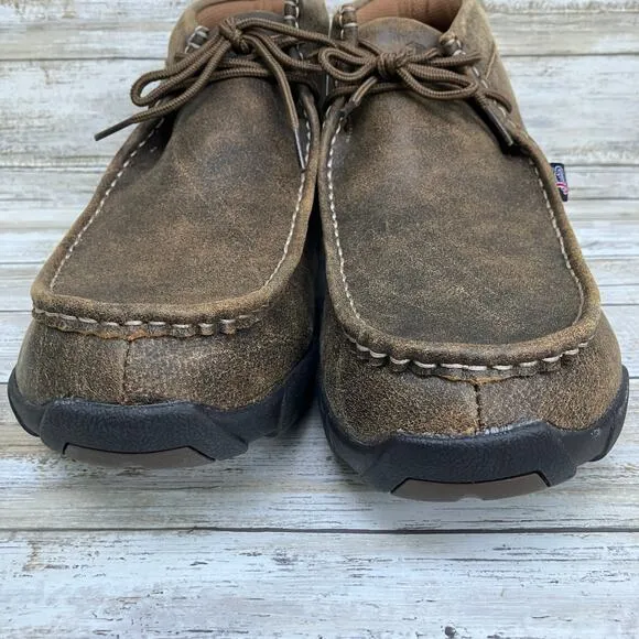Justin Shoes S 14M Driver Moc Casual Tan Leather Work Boots Utility Comfort