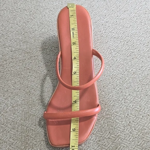Kaanas Leather Brick Red Square Toe Wedge Sandals - Size 9