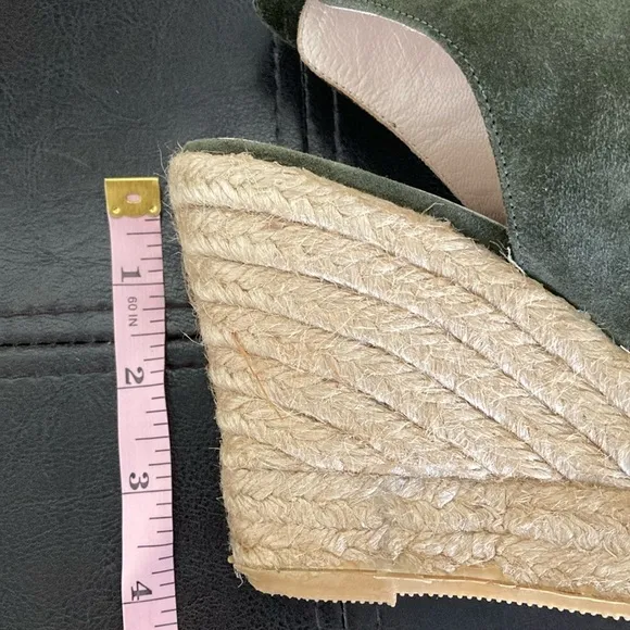 Karen Millen Green Suede Peep Toe Wedge Heel Sandal
