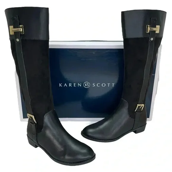 Karen Scott Deliee Black Knee High Womens Boots Size 6.5M