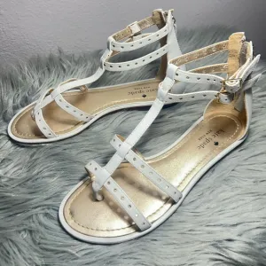 Kate Spade Adagio White and Gold Leather Gladiator Sandals Size 8