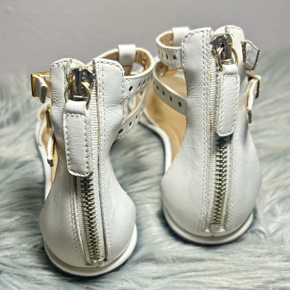 Kate Spade Adagio White and Gold Leather Gladiator Sandals Size 8