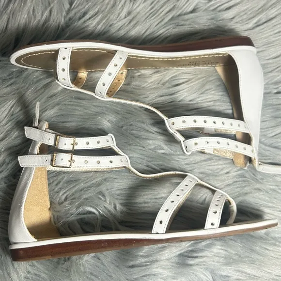 Kate Spade Adagio White and Gold Leather Gladiator Sandals Size 8