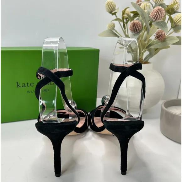 Kate Spade Let's Dance Heel Black Disco Ball Ankle Strap Women's 8B Tried On