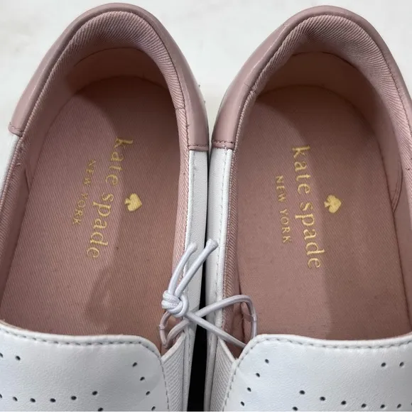 Kate Spade NEW Azores Slip-On Perforated Leather Sneakers Shoes White Size 7.5