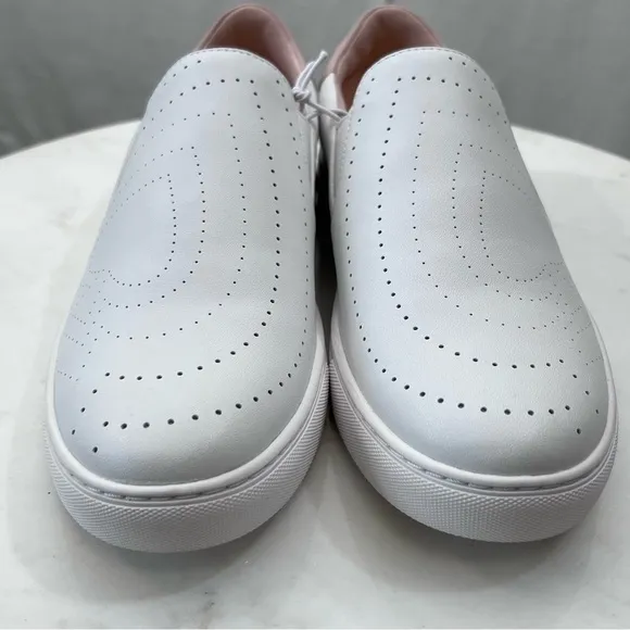 Kate Spade NEW Azores Slip-On Perforated Leather Sneakers Shoes White Size 7.5