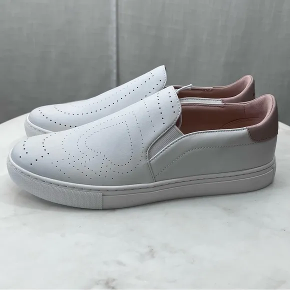 Kate Spade NEW Azores Slip-On Perforated Leather Sneakers Shoes White Size 7.5