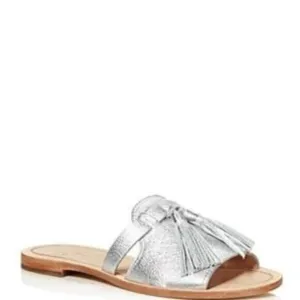 Kate Spade Coby Slide Sandals Metallic Silver 8.5 NWT