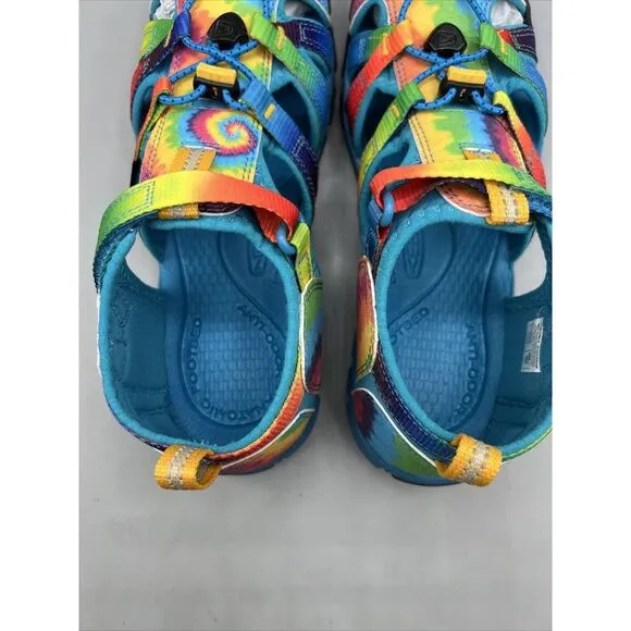 KEEN Seacamp II CNX Closed Toe Sandals Original Tie-Dye Vivid Blue Size 5 NIB