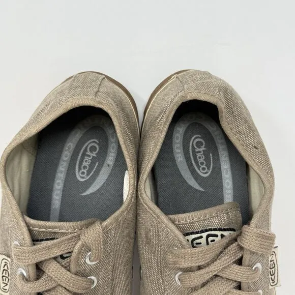 Keen Ventura Sneakers Womens 11 Tan Brown Cotton Canvas Bumper Toe Comfort Shoes
