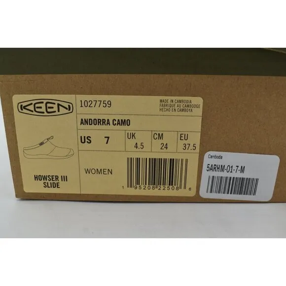 Keen Womens Size 7 Howser III Slide Andorra Camo Slip On Shoes