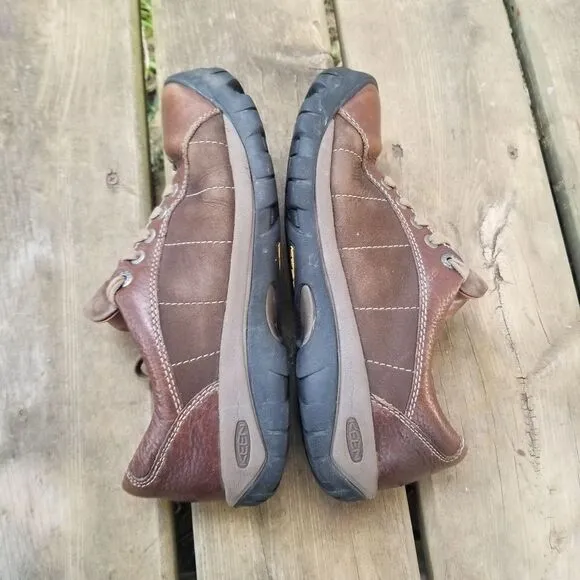 Keen Presidio Brown Leather Cascade/Shitake Casual Lace Up Shoes Woman's 9.5