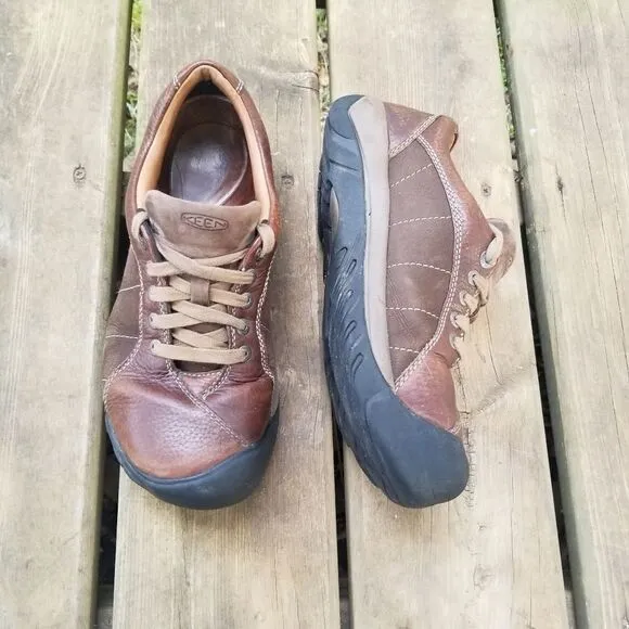 Keen Presidio Brown Leather Cascade/Shitake Casual Lace Up Shoes Woman's 9.5