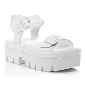 Kendall   Kylie Women's White Treaded Wave Leather Sandals Size 7 M (MSRP $125)