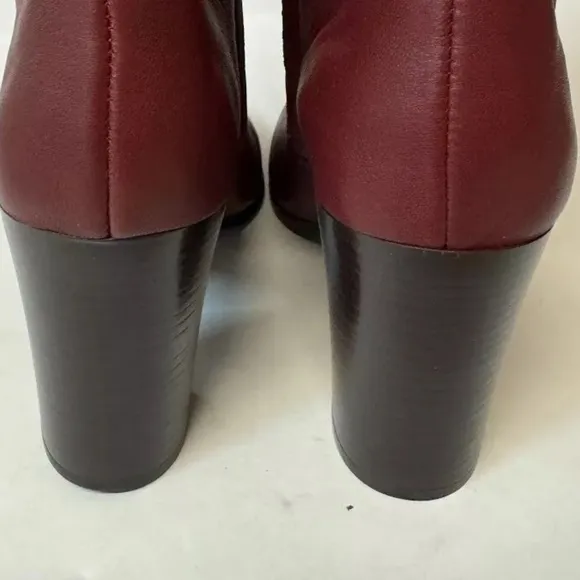 Kenneth Cole New York Womens Burgundy Red Zip-Up High Heel Riding Boots