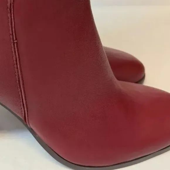Kenneth Cole New York Womens Burgundy Red Zip-Up High Heel Riding Boots