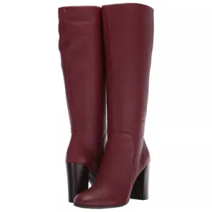 Kenneth Cole New York Womens Burgundy Red Zip-Up High Heel Riding Boots